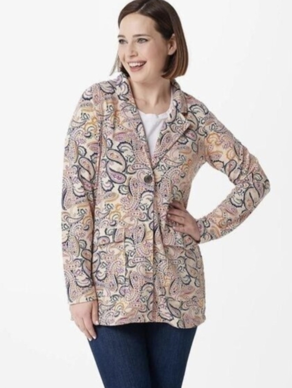 Cuddl Duds Multicolor Paisley Blazer
